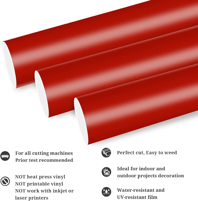 TECKWRAP Permanent Adhesive Vinyl 12" x 10ft, Matte Red - Image 2