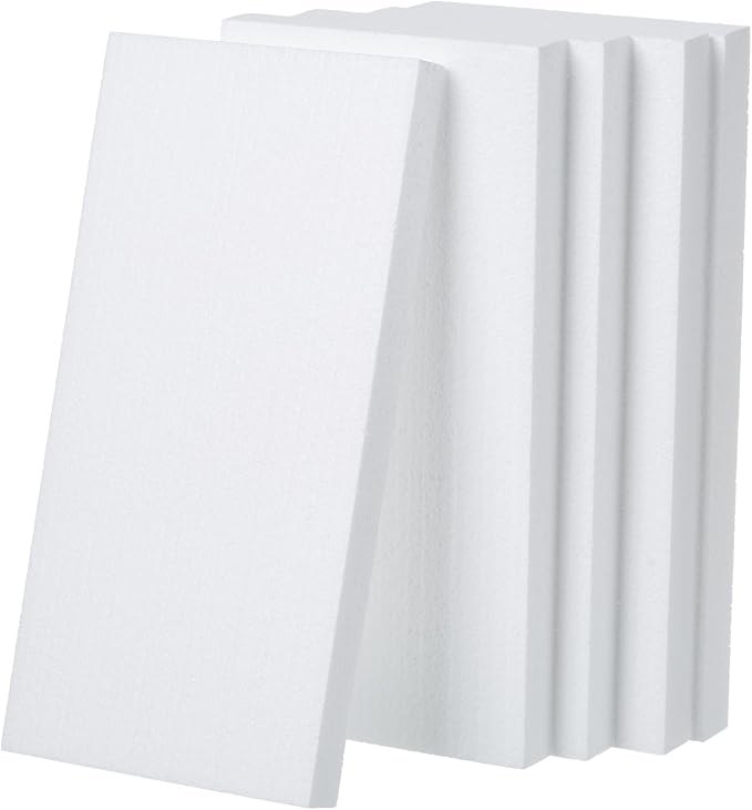 Crafare 5 Pack Craft Foam Blocks 12X6X1 inch Polystyrene Brick Rectangle by Crafare