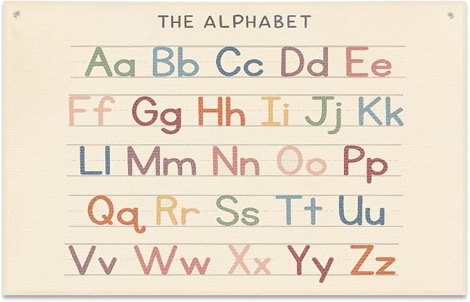 Alphabet Banner Playroom Decor Banner Canvas 21 in x 33 in Hanging Flag Perfect by JIUWEIHU