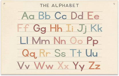 Alphabet Banner Playroom Decor Banner Canvas 21 in x 33 in Hanging Flag Perfect by JIUWEIHU