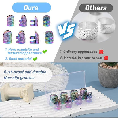 8 Pcs Sewing Thimbles, Sewing Thimble Finger Protector, Fingertip Thimble Metal - Image 4