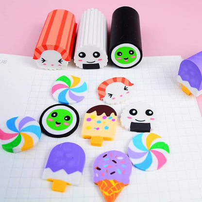 Food Erasers 12 Pack Sushi Desserts Desk Pet Erasers - Image 4