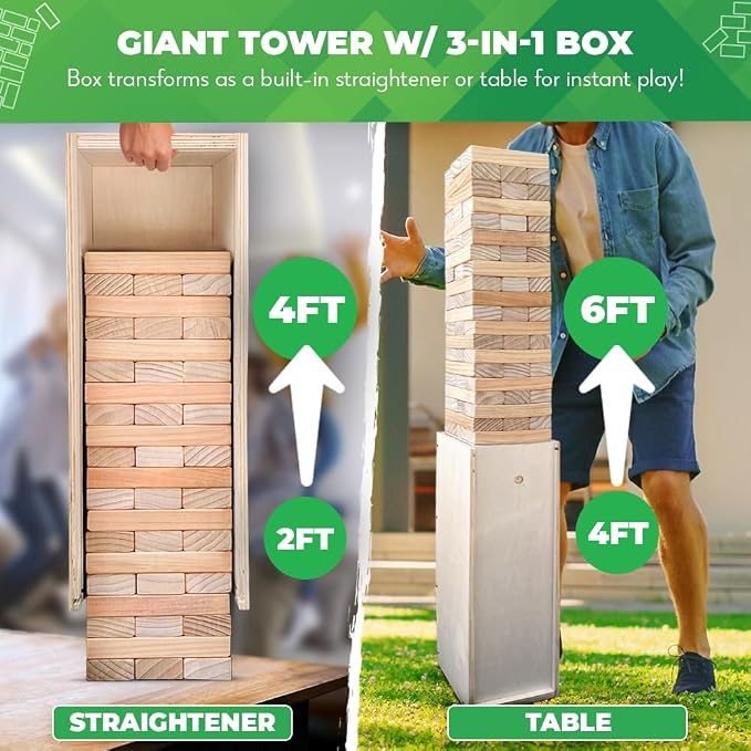 SWOOC Games® - Giant Tower Game - 90% Faster Set Up with Transforming Box & - Image 2