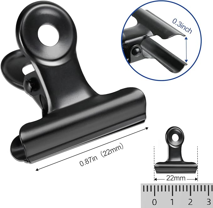 30 Pack Bulldog Clips 0.87 Inch Small Hinge Paper Clips Metal Hinge Clips - Image 2
