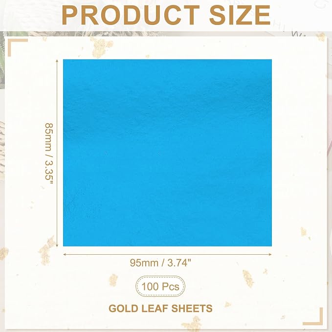 PATIKIL Gold Leaf Sheets for Art 3.7" x 3.4", Sky Blue - Image 2