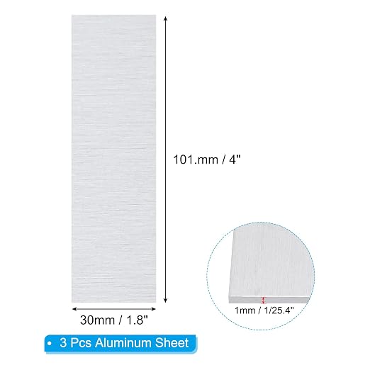 PATIKIL 6061 T651 Aluminum Sheet Metal 4 x 1.18 x 1/25.4 Inch 3Pcs Flat Plain - Image 2
