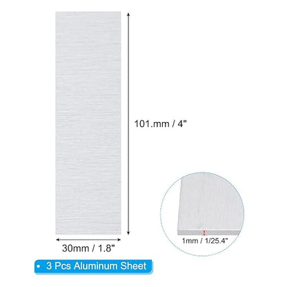 PATIKIL 6061 T651 Aluminum Sheet Metal 4 x 1.18 x 1/25.4 Inch 3Pcs Flat Plain - Image 2