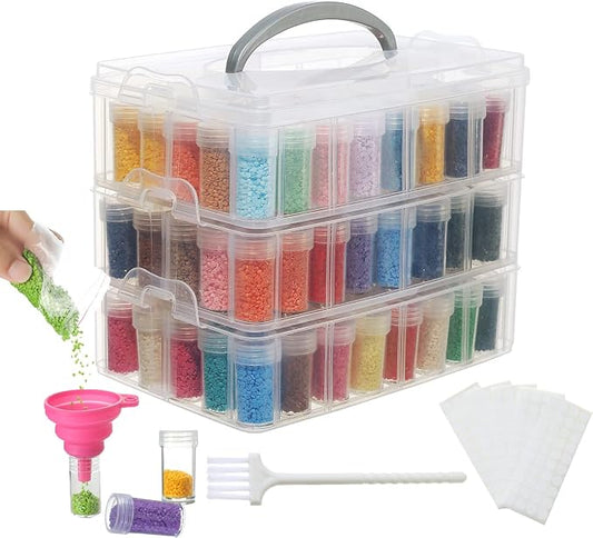 Douorgan 3-Tier Diamond Painting Storage Containers Portable Bead Organizer and by Douorgan