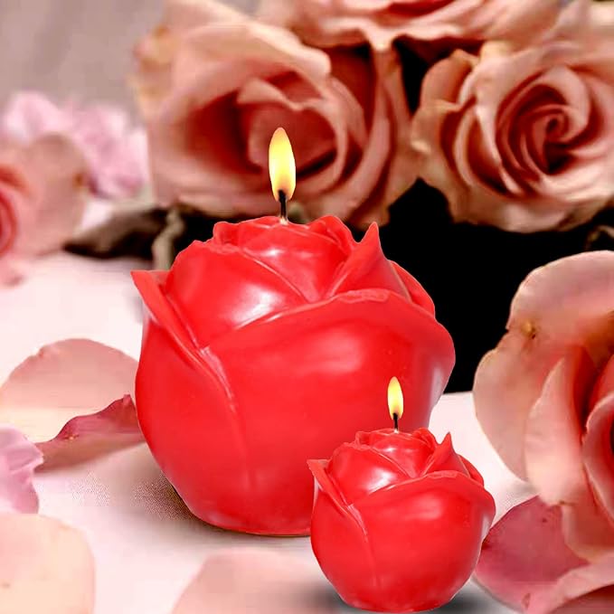 2 Pack Rose Candles Molds for Candle Making, 3D Rose Flower Silicone Molds for - Image 3