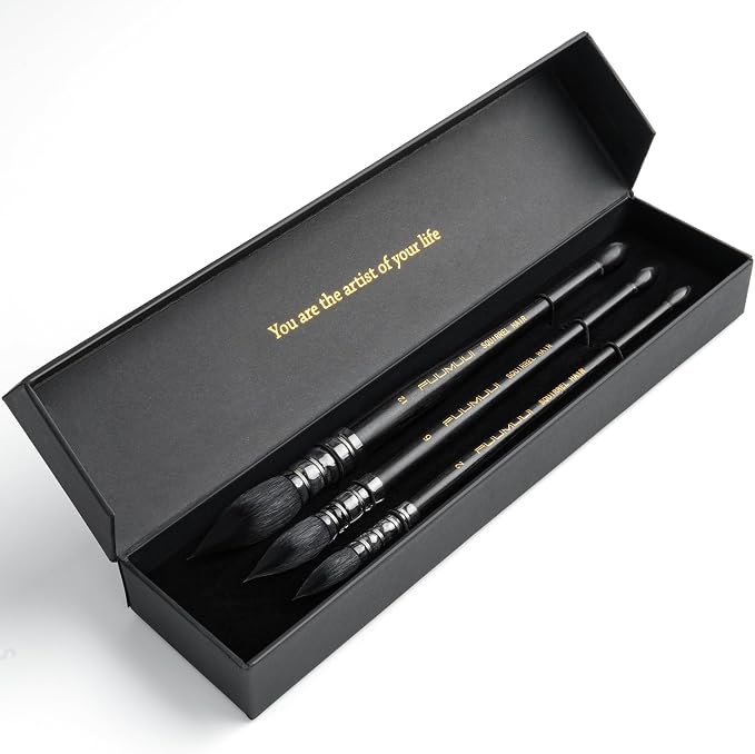 3PCS Squirrel Hair Watercolor Brushes, Fuumuui Professional Mop Round Quill - Image 6