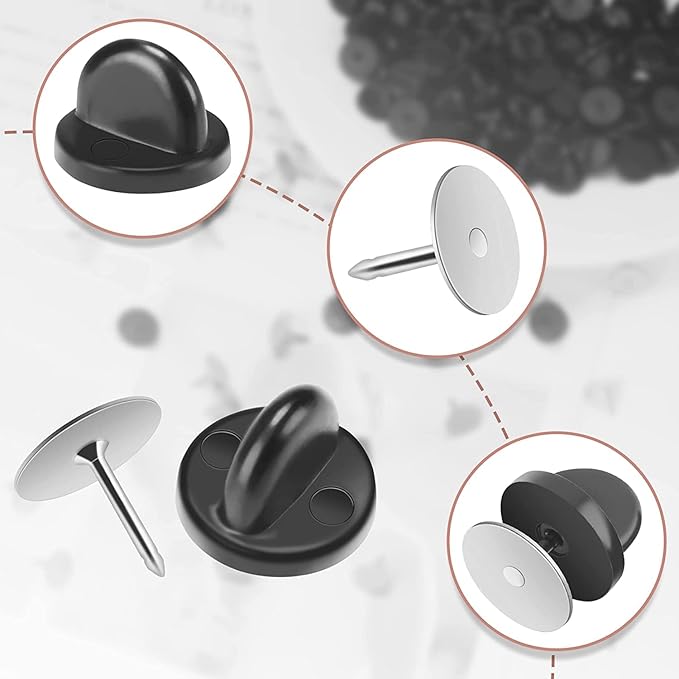 JANYUN 80 Pairs Rubber Blank Pin Backs Butterfly Clutch Backings Holder Tie - Image 3