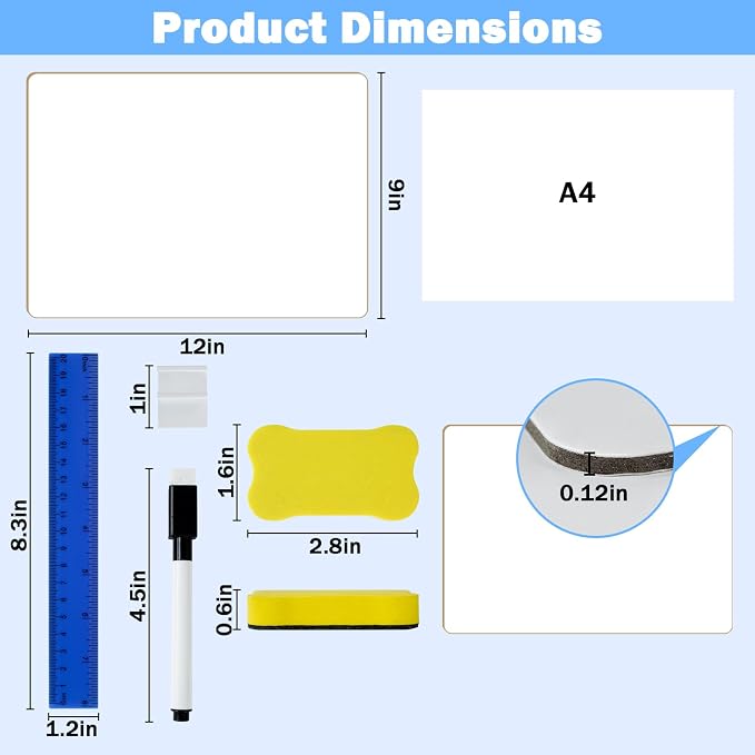 25 Pack Dry Erase Boards 9'' x 12'' Mini Double-Sided Whiteboards Safe Rounded - Image 4
