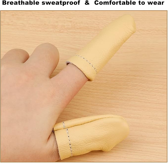 2 Pairs Leather Finger Protector Needle Felting Knitting Finger Thimble Guards - Image 4