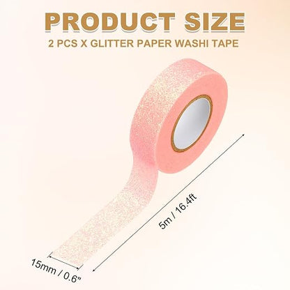 PATIKIL 2 Roll Glitter Paper Washi Tape, Washi Decorative Tape - Image 2
