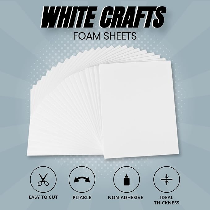 24 Ct Sheets White EVA Cosplay Foam in 9” x 12’’ Sheets; High Density Thick - Image 2