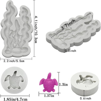 5 PCS Marine Theme Fondant Silicone Mold Seaweed Sea Fish Coral Sea Turtle - Image 4