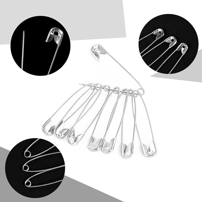 100 Pack Silver Safety Pins Assorted, Galvanized Steel Bulk Safety Pins - Image 4