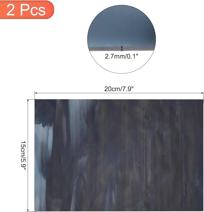 MECCANIXITY 2 Pcs Stained Glass Sheet Mosaic Tile 7.9 Inch x 5.9 Inch Navy Blue - Image 2