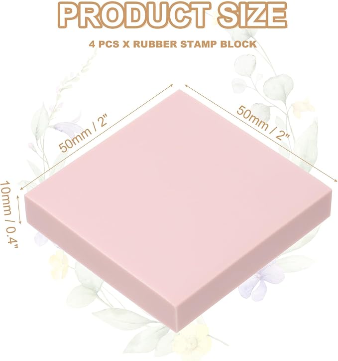 PATIKIL 4Pcs 2X2" Rubber Carving Blocks, Soft Linoleum Art Carving Block Square - Image 2