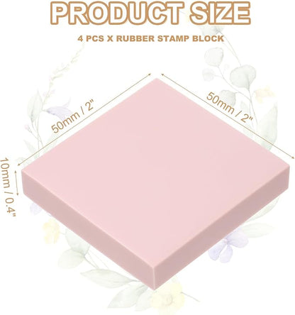 PATIKIL 4Pcs 2X2" Rubber Carving Blocks, Soft Linoleum Art Carving Block Square - Image 2
