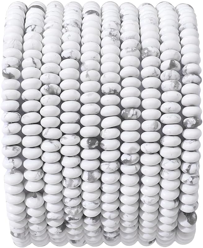 Natural White Howlite Disk Stone Beads 4x2mm 160pcs Rondelle Loose Semi by Beadia