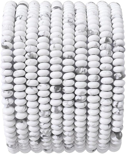 Natural White Howlite Disk Stone Beads 4x2mm 160pcs Rondelle Loose Semi by Beadia