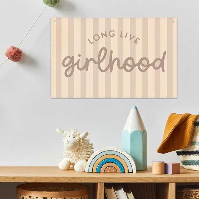 Long Live Girlhood Banner, Playroom Banner, Canvas Wall Hanging Flag Decor - Image 2