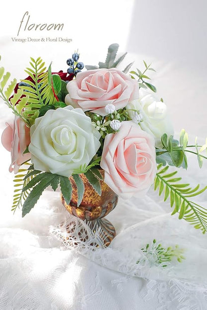 Floroom Artificial Flowers 50pcs Real Looking Blush Foam Fake Roses - Image 3