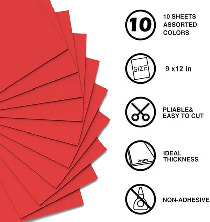 MEARCOOH Red Foam Sheets Crafts 9x12 Inch 2mm Eva Color Craft Foam Paper - Image 2