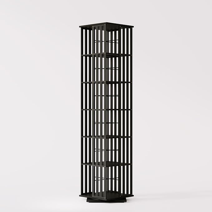 YOWOS Rotating Bookshelf Tower, 360 Display Spinning Bookcase, Bamboo Bookshelf by YOWOS