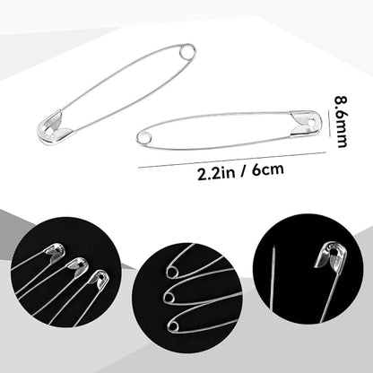 100 Pack Silver Safety Pins Assorted, Galvanized Steel Bulk Safety Pins - Image 3