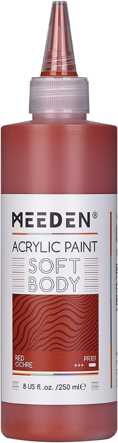 MEEDEN Red Ochre Acrylic Paint: Matte Finish 250ml/8.45oz Soft Body Bulk by MEEDEN