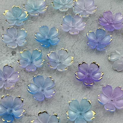 100pcs Acrylic Flower Beads, 19mm Cherry Blossom Plastic Gradient Flower Spacer - Image 3
