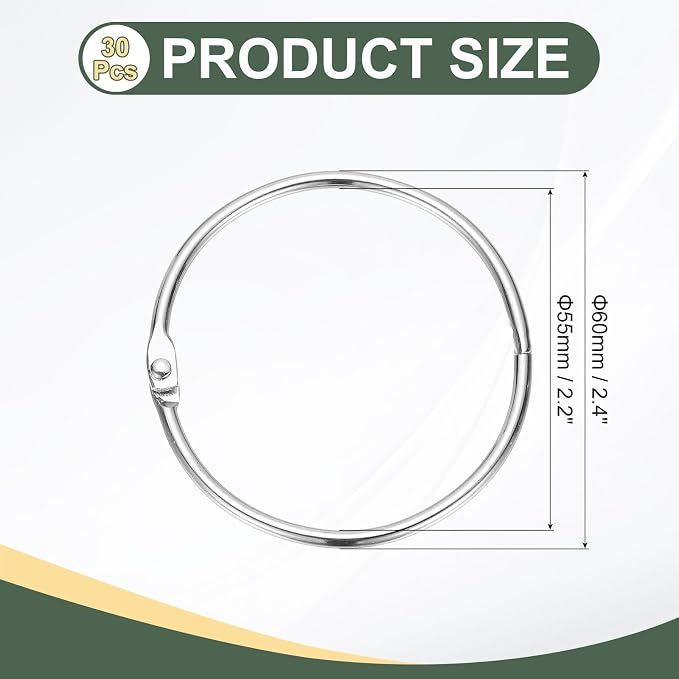 PATIKIL 2.2" x 2.4" Loose Leaf Binder Rings - Image 2