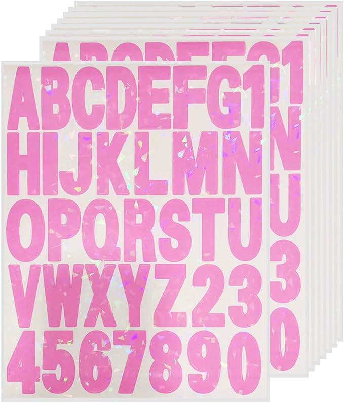Starboling Letter Stickers, 2 inch 8 Sheets Pink Alphabet Sticker, Self by Starboling