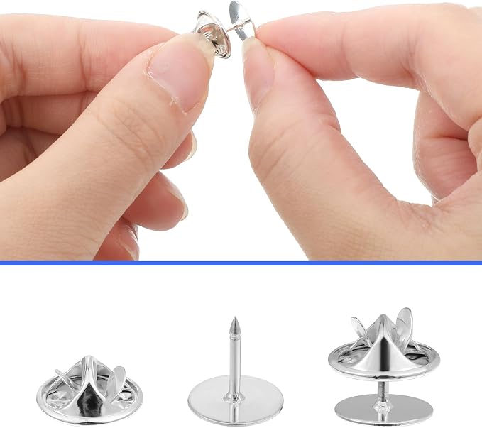50 Pairs Silver Metal Pin Backs, Butterfly Tie Tacks Blank Pin Keepers Enamel - Image 4
