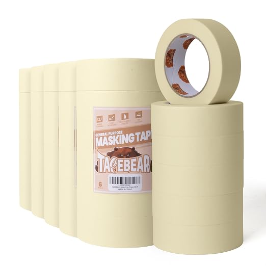 TAPEBEAR General Purpose Masking Tape Beige White 1.41 Inches x 60 Yards by TAPEBEAR