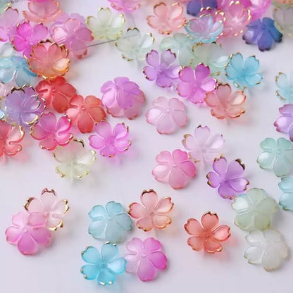 100pcs Acrylic Flower Beads, 19mm Cherry Blossom Plastic Gradient Flower Spacer - Image 6