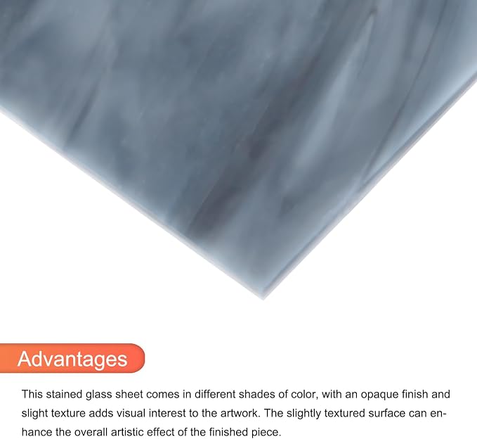 MECCANIXITY 2 Pcs Stained Glass Sheet Mosaic Tile 7.9 Inch x 5.9 Inch Gray - Image 4