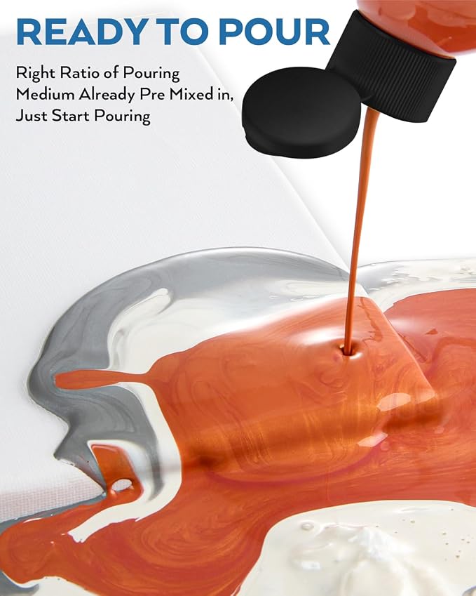 Nicpro 8 Colors 8.45oz Metallic Acrylic Pour Paint Supplies Kit, Large Volume - Image 2