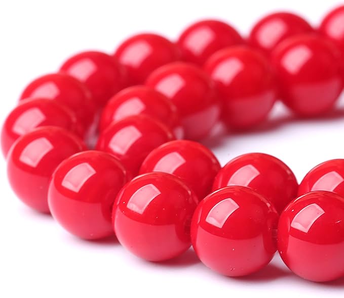 10MM Coral Red Glass Beads Natural Stone Crystal Energy Round Loose Beads - Image 3