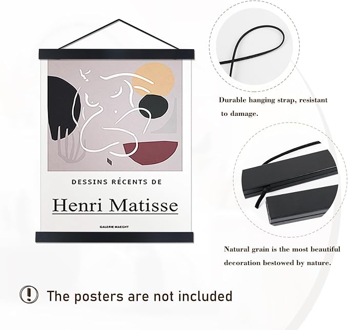 Artmag Magnetic Poster Hanger Frame, 29x22 29x40 29x54 Light Wood Wooden Magnet - Image 2