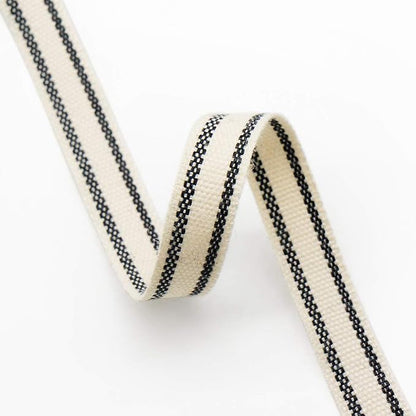 CT CRAFT LLC Ivory Cotton Black Stripes Ribbon 3/8" x 10 Yards - Image 3