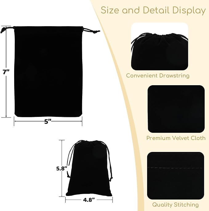 Velvet Drawstring Jewelry Bag, 5x7 Tarot Card Pouch, Or Wrapping Halloween - Image 2