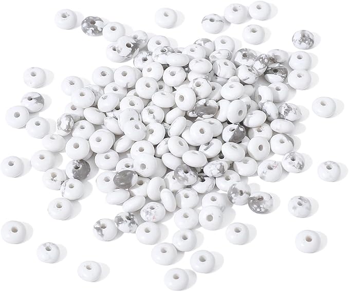 Natural White Howlite Disk Stone Beads 4x2mm 160pcs Rondelle Loose Semi - Image 4