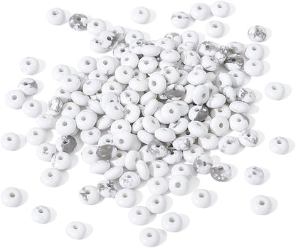 Natural White Howlite Disk Stone Beads 4x2mm 160pcs Rondelle Loose Semi - Image 4