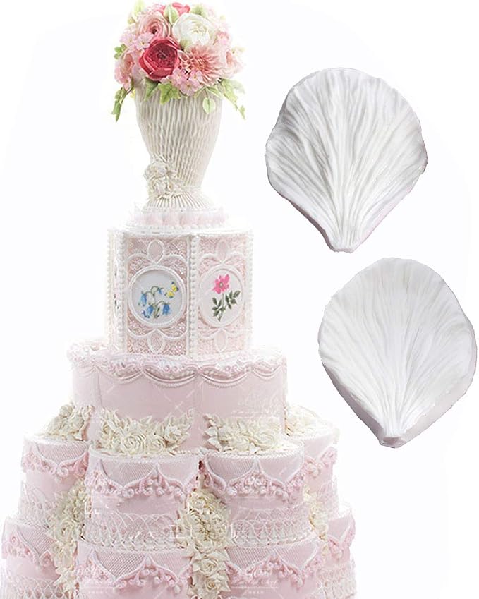 KALAIEN 5pcs Stainless Steel Peony Cutter 2pcs Fondant Silicone Mold Gumpaste - Image 7