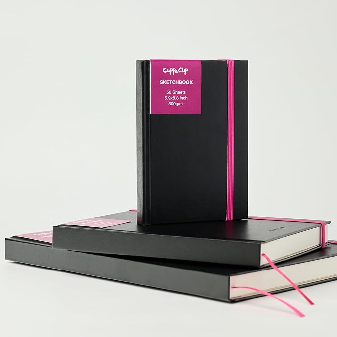 CuppaClip Sketch Book Hardcover Drawing Pad 300GSM Acid-Free Paper Spiral Bound - Image 6
