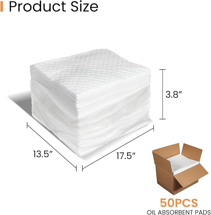 Smaafit Oil-Only Absorbent Pads 17.5" x 13.5" Heavyweight Oil Absorbing Mats - Image 2
