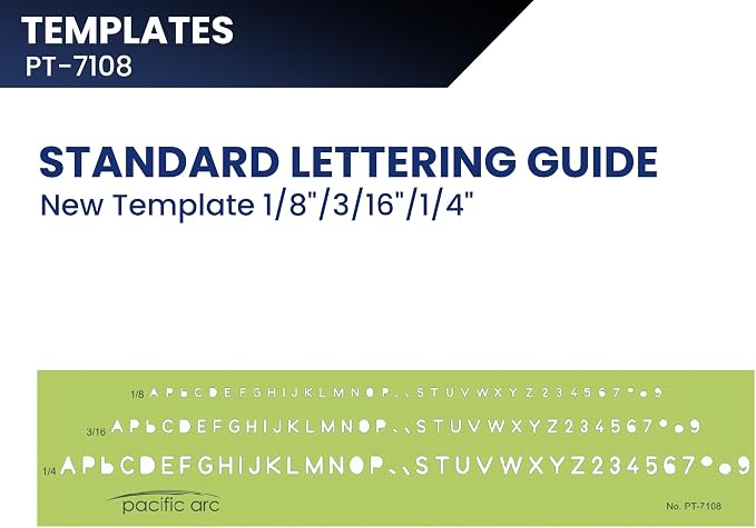 Pacific Arc - Standard Lettering Guide Template - 1/8", 1/4" - Drawing Aid - Image 2